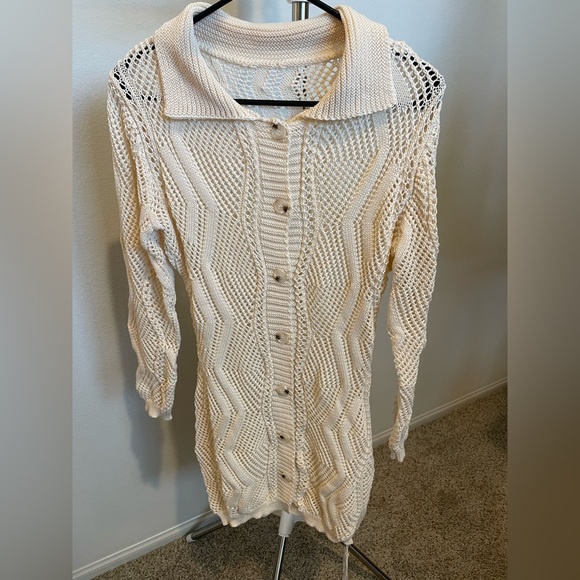 Commense Women's Elegant Cream long Cardigan - Picture 1 of 4